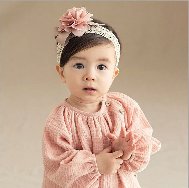 Baby Lace Headband — Soft Elastic Hair Band for Newborns & Infants (Grey, Rose Red, Pink)