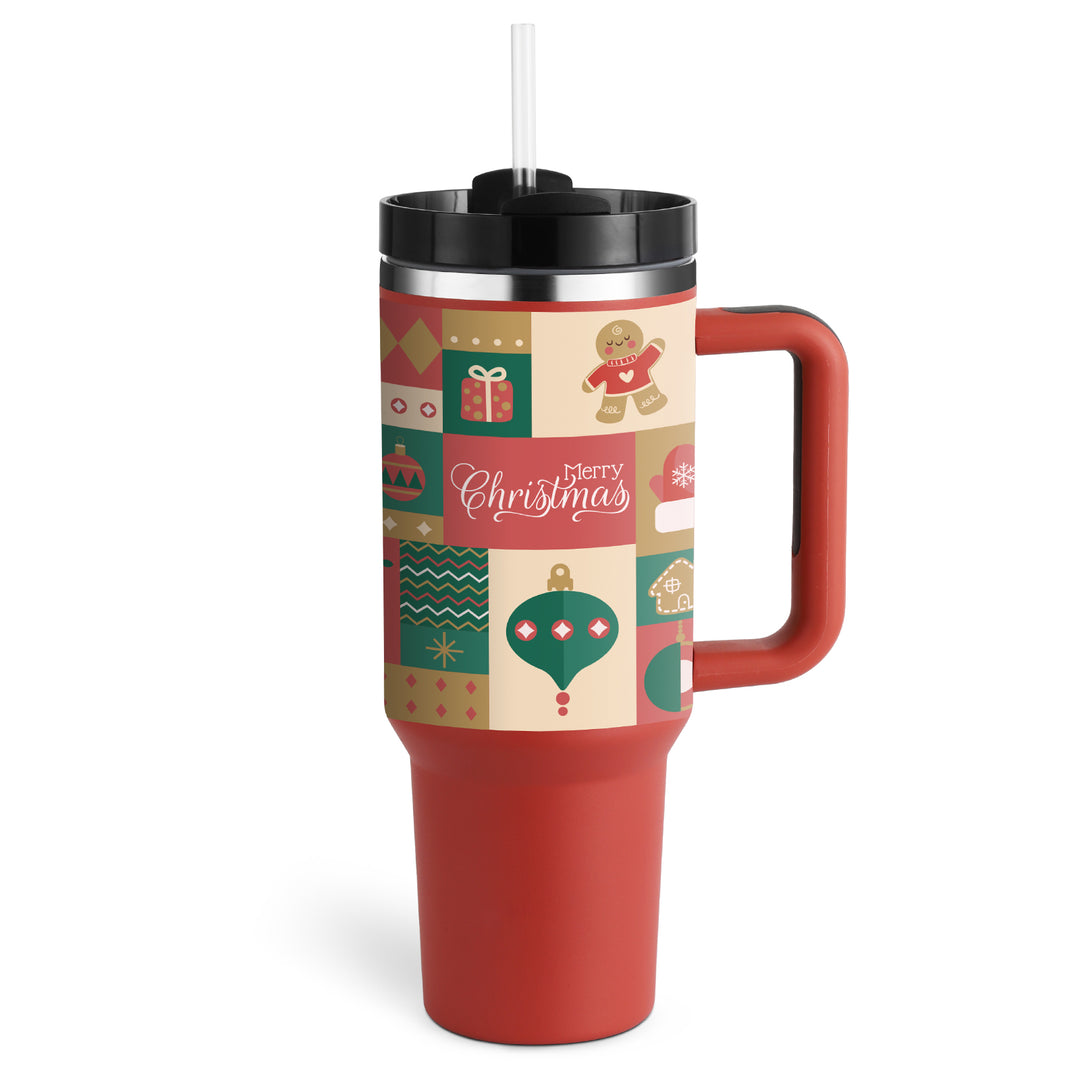 40 oz Insulated Tumbler with Handle & Straw — Stainless Steel Spill-Proof Vacuum Mug for Car, Gym, Office & Travel (30+ Colours)