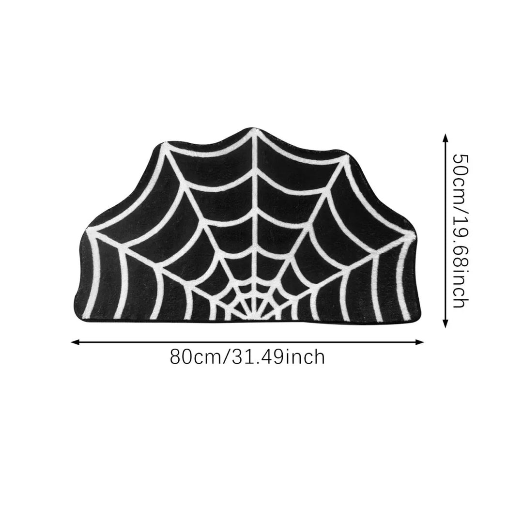 Spider Web Bath Mat — 19.7×31.5 in Gothic Non-Slip Area Rug for Bedroom, Kitchen & Front Door, Machine Washable