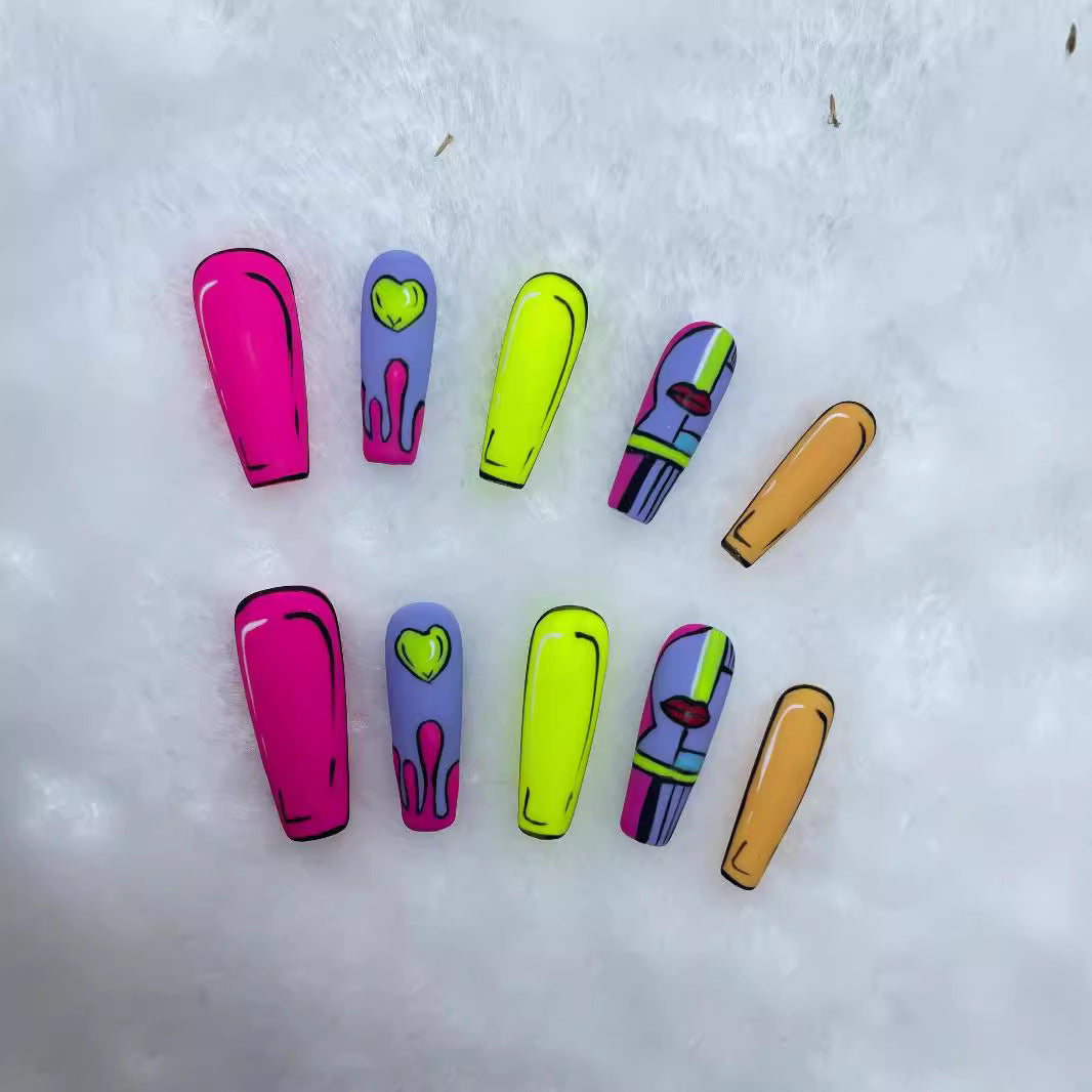 White Temperament Long Handmade Press-On Nails — Elegant Long Lift Shape