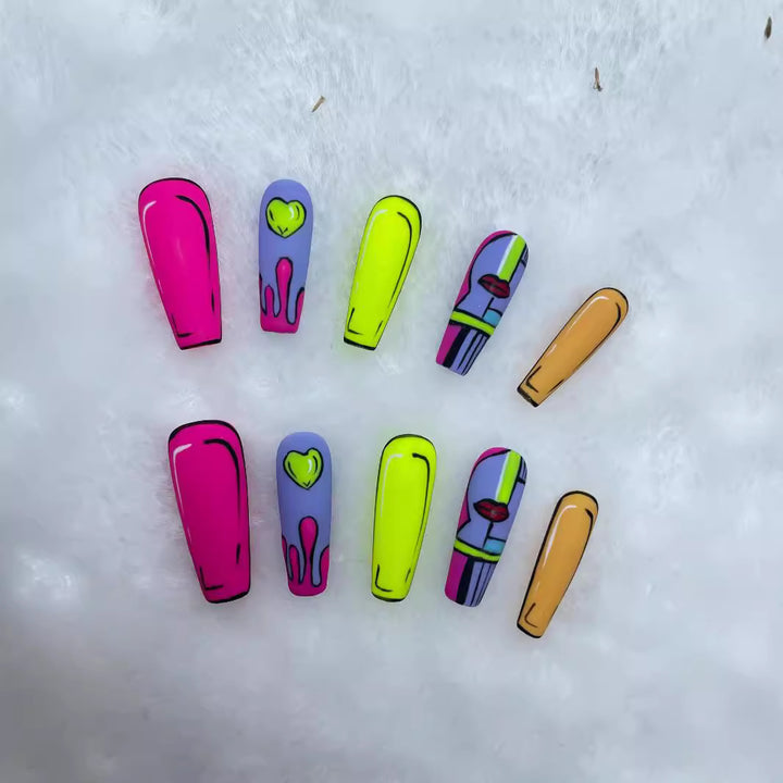 White Temperament Long Handmade Press-On Nails — Elegant Long Lift Shape