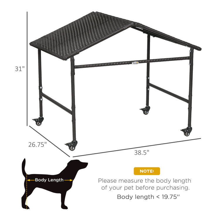 Outdoor Rattan Dog Shade Shelter with Wheels