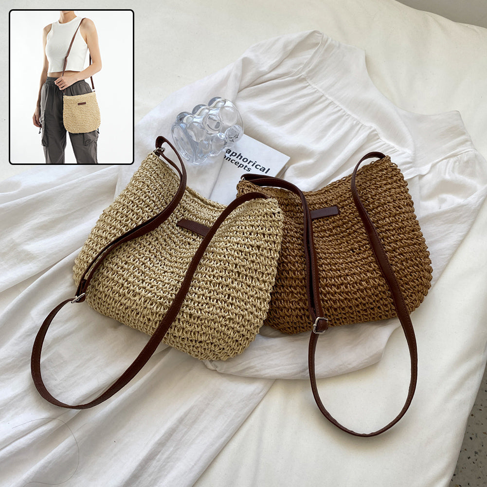 Woven Straw Shoulder Bag – Stylish Summer Handbag