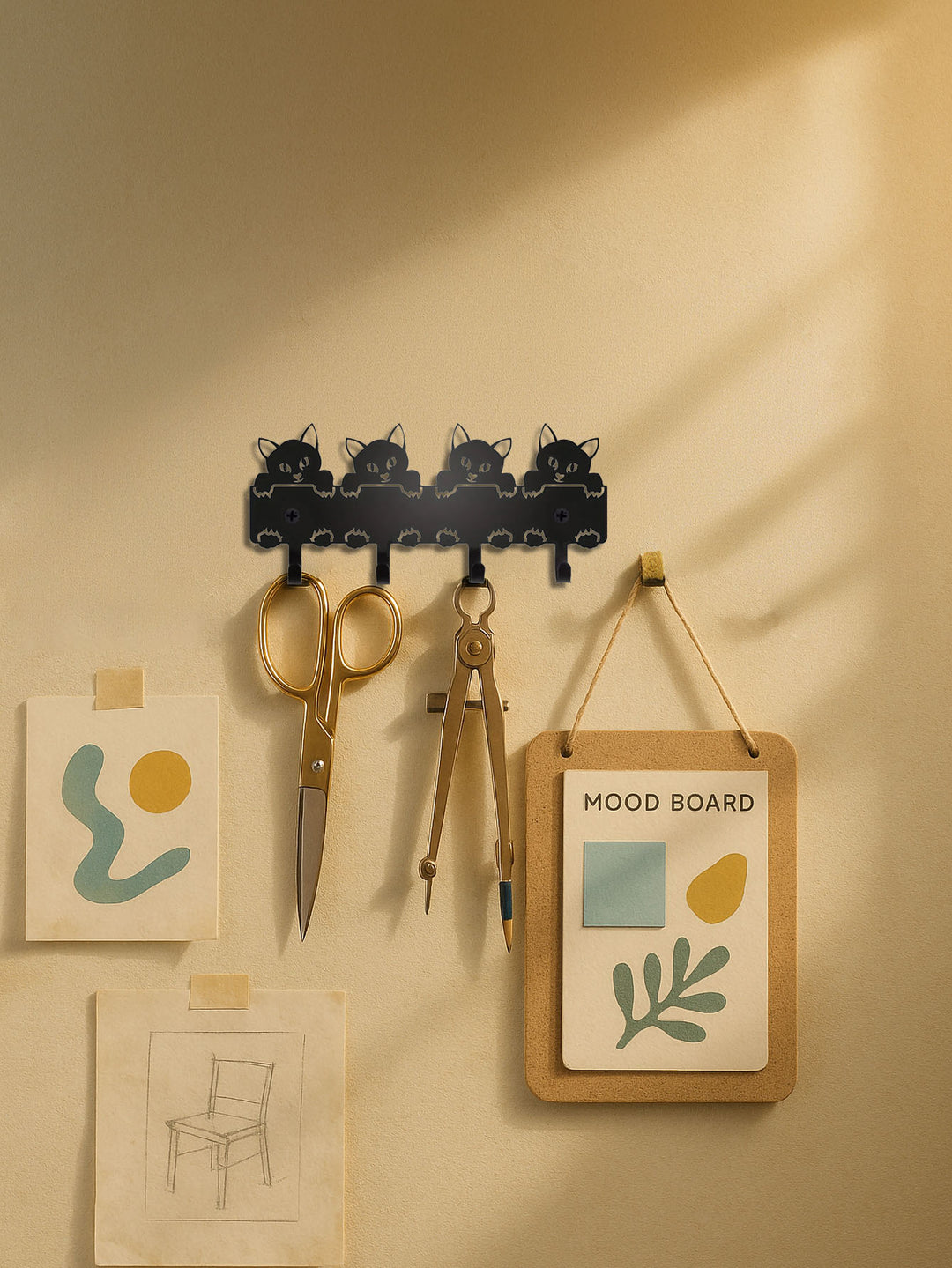 Cat Wall-Mounted Key Holder — Cute Metal Cat Key Hook for Entryway, Home & Office Organisation