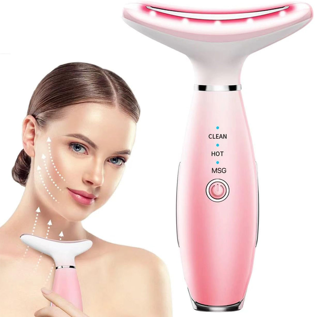 3-in-1 Face & Neck Massager — Thermal Heat + Vibration + EMS Face Sculpting Tool for Skin Tightening