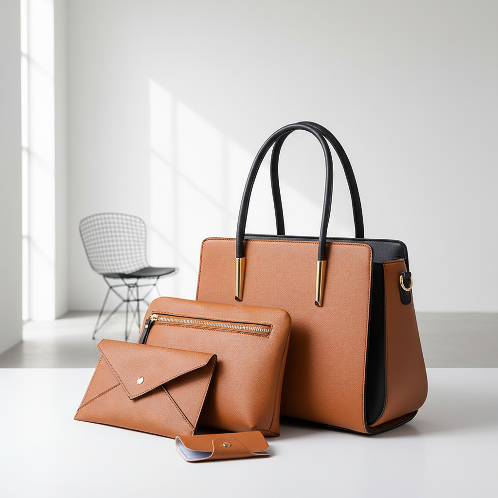 3-Piece Women’s Handbag Set – Elegant Tote, Crossbody & Wallet Purse