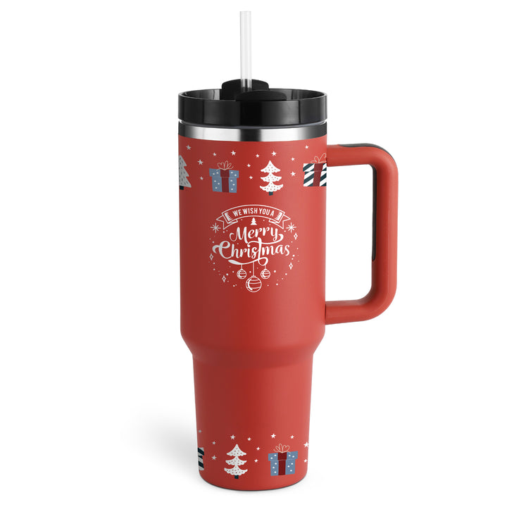 40 oz Insulated Tumbler with Handle & Straw — Stainless Steel Spill-Proof Vacuum Mug for Car, Gym, Office & Travel (30+ Colours)