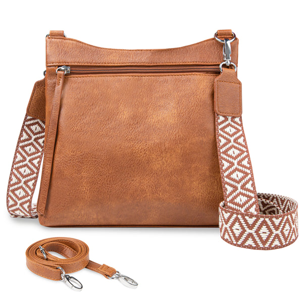 Multi-Pocket PU Leather Crossbody Bag – Women’s Adjustable Strap Shoulder Purse