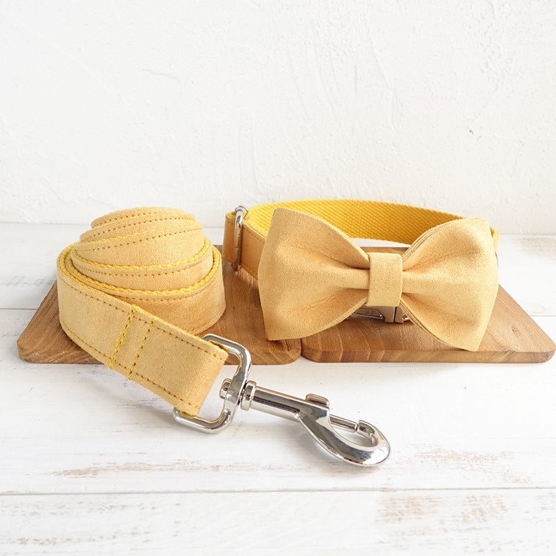 Stylish Dog Collar &amp; Leash Set with Bow Tie – Adjustable Pet Collar