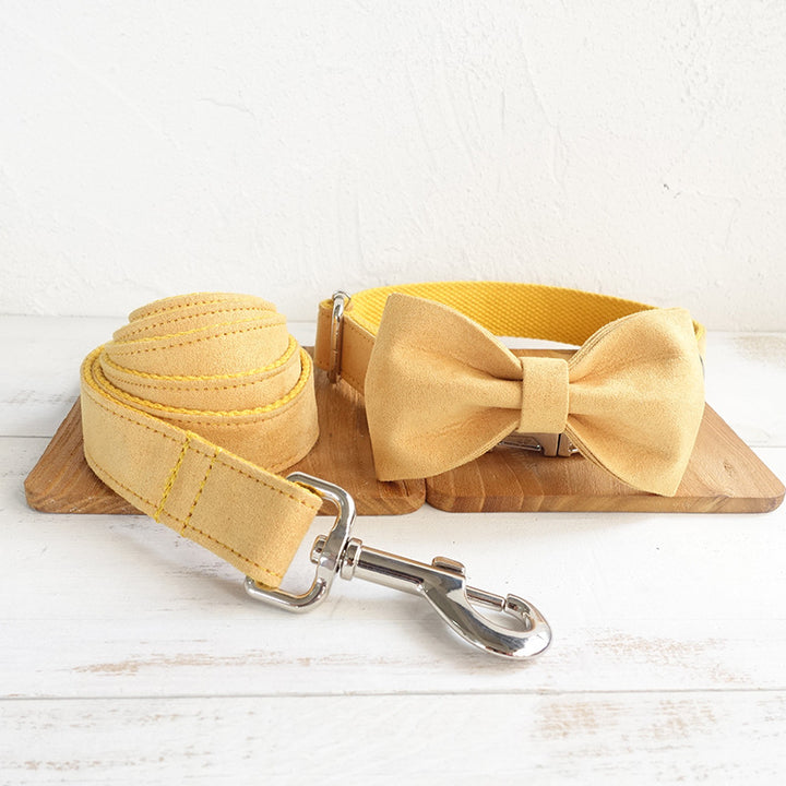 Stylish Dog Collar &amp; Leash Set with Bow Tie – Adjustable Pet Collar