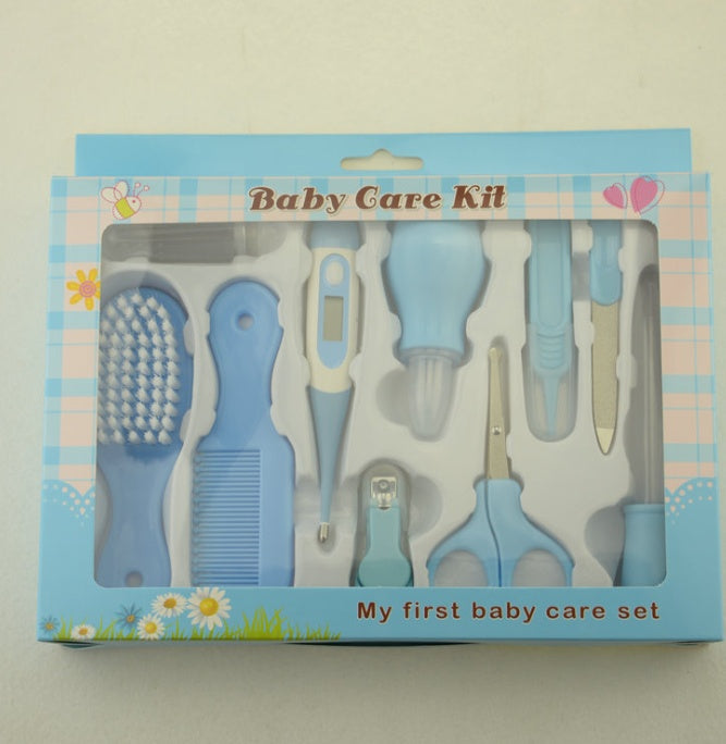 Baby 10-Piece Manicure & Care Kit — Infant Nail Clipper, Thermometer & Nasal Care Set (5 Colours)