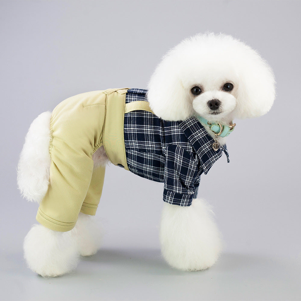 Stylish Plaid Pet Outfit – Cotton Dog &amp; Cat Clothing