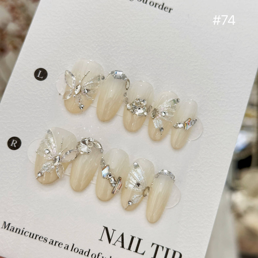 3D Fairy Light Luxury Handmade Press-On Nails — 4 Shapes: Prolate Ellipse, Pink, Short Ellipse, Short T