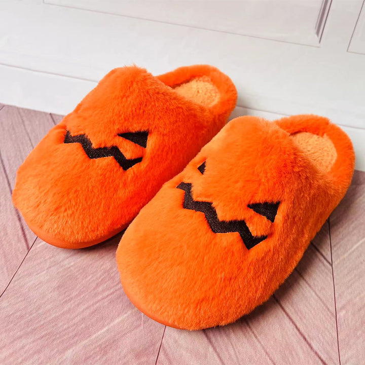 Halloween Pumpkin Plush Warm Indoor Slippers