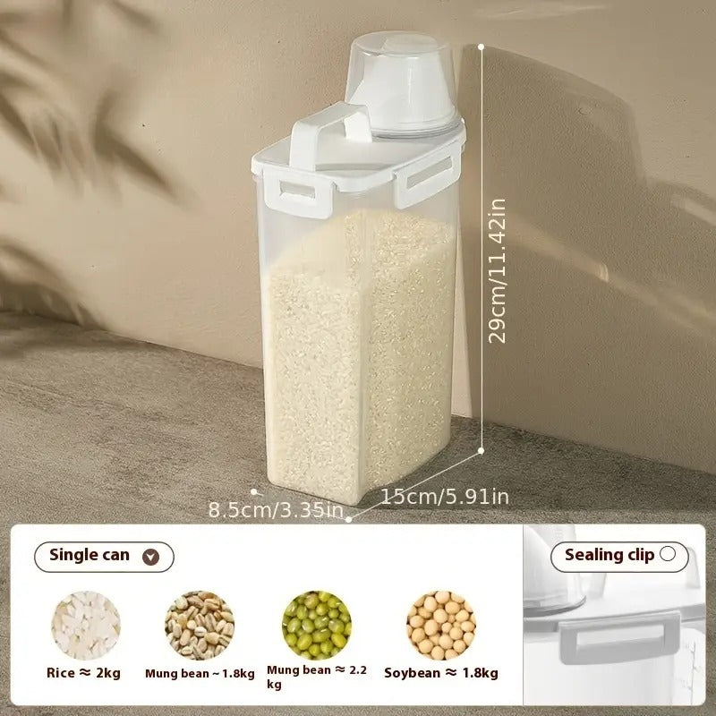 Sealed Food Storage Containers with Lids — Leak-Proof Moisture-Proof PE Kitchen Boxes for Grains, Nuts, Flour & Rice