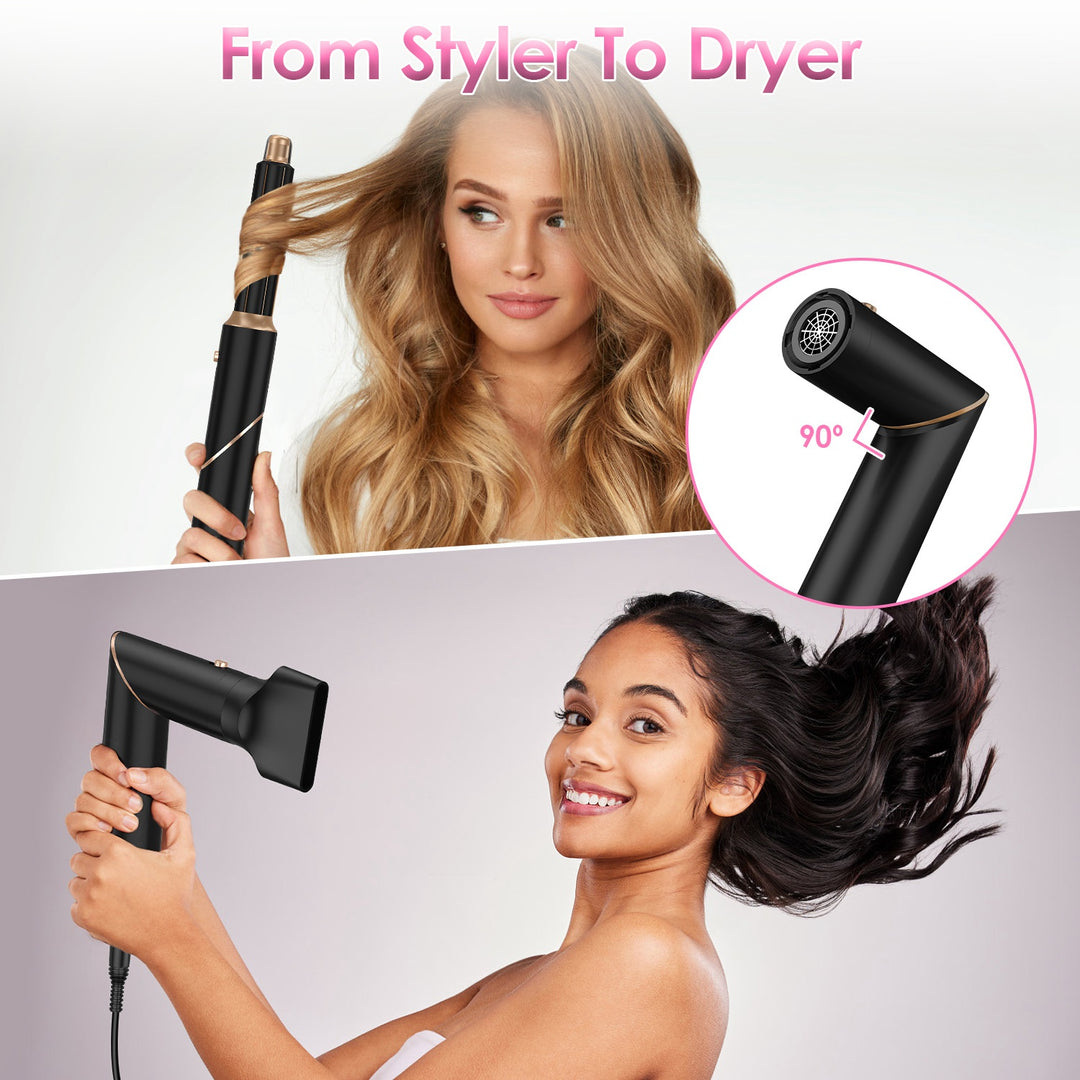 5-in-1 Hot Air Styler — Straightener, Curler, Dryer & Auto-Wrap Brush Set, 3 Temp Settings