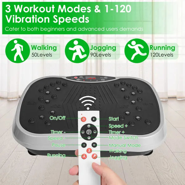 Whole Body Vibration Platform Exercise Machine — Resistance Bands, Remote Control, Weight Loss & Fat Burner Home Fitness Trainer (Black)