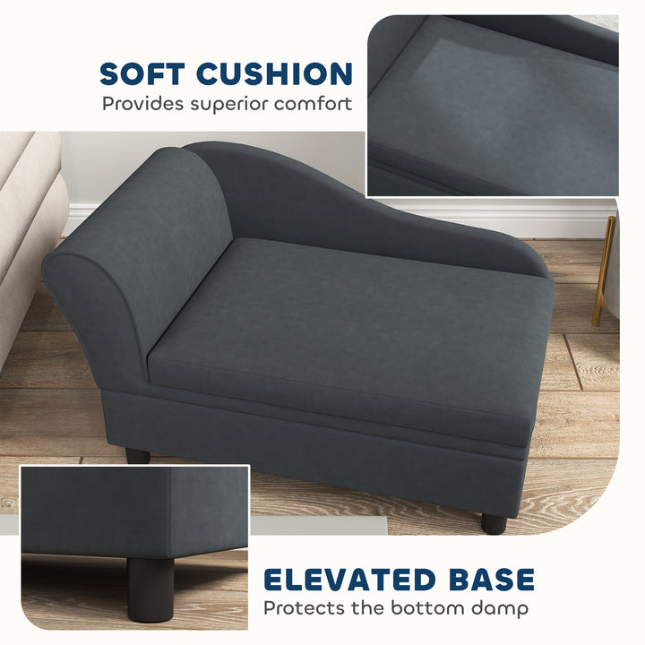 Pet Sofa Bed Couch with Storage, Pet Sofa for Cats and Small Dogs, Dark Gray