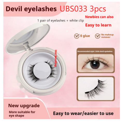 Magnetic Mink False Eyelashes — No-Glue Little Devil Style, Sizes 9–14 with Applicator Clip