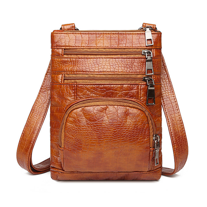 Vintage PU Leather Crossbody Messenger Bag – Women’s Multi Pocket Shoulder Bag