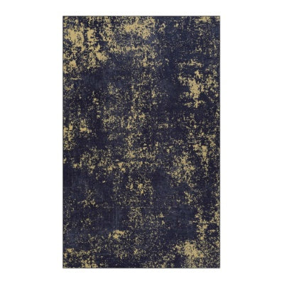LOOM LUXE 5×8 ft Washable Area Rug — Low-Pile, Non-Slip, Non-Shedding, Foldable, Kid & Pet Friendly (Black / Cream)