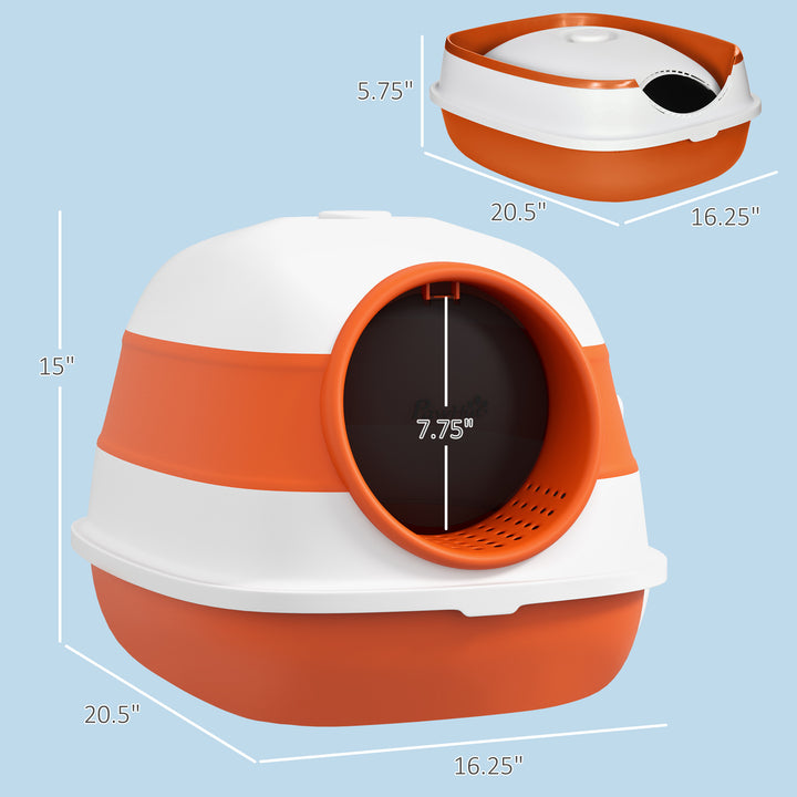 Enclosed Cat Litter Box with Scoop & Air Freshener – Foldable Covered Cat Toilet