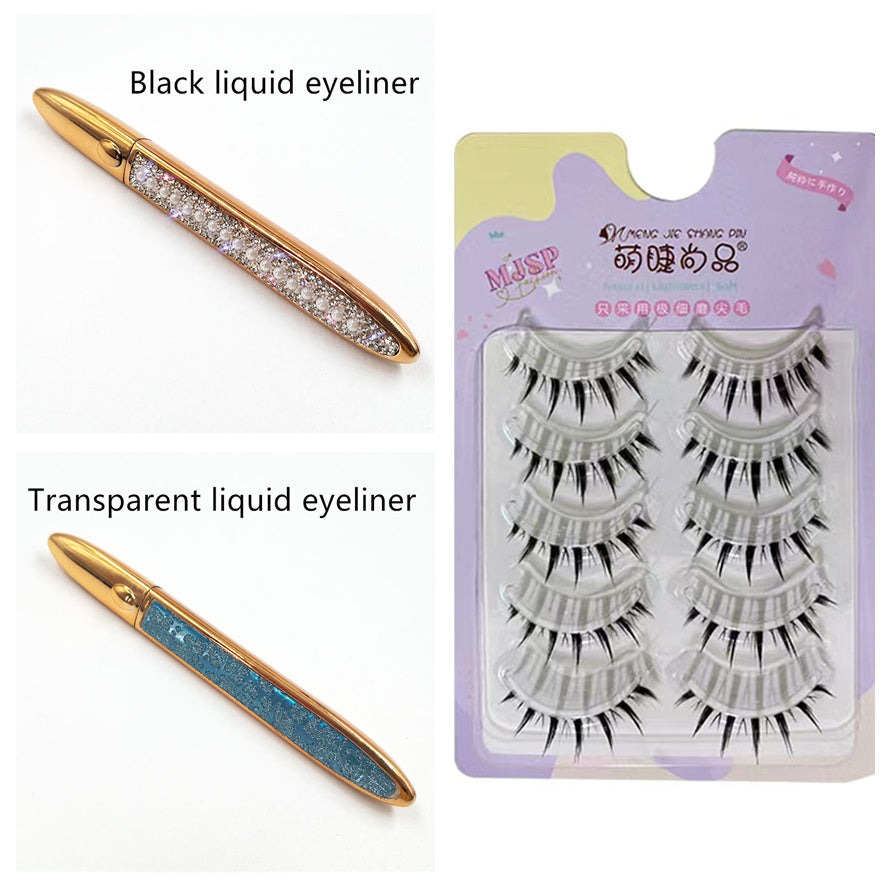 Self-Adhesive Eyeliner False Lashes — 25+ Styles, 3 Liner Colours (Black / Coffee / Transparent)