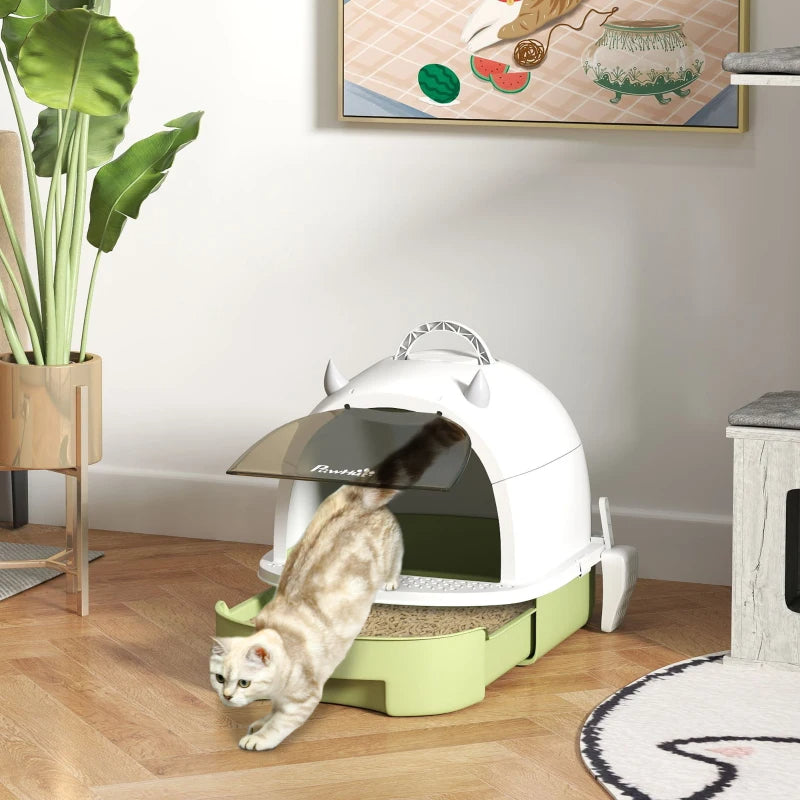 Covered Cat Litter Box with Drawer & Deodorizing Filters – Enclosed Kitty Toilet