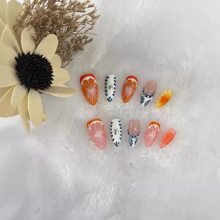 Hand-painted Three-dimensional Grapefruit High-grade Nail Dressing Hand-made
