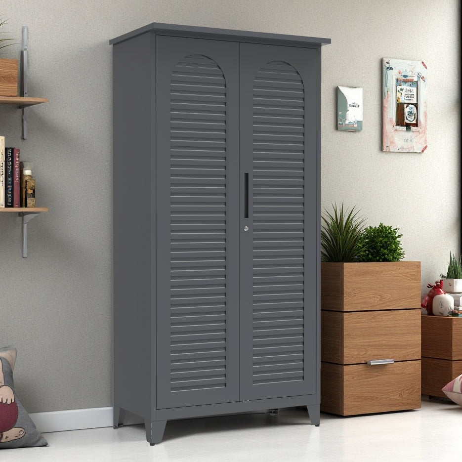 73in Tall Metal Tool Storage Cabinet — Full-Height Multi-Room Organiser for Garage, Warehouse, Garden & Office (Slate)