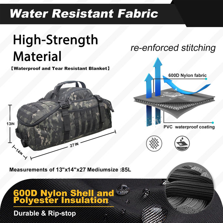 85L Tactical Gym Duffle Bag – Waterproof 3-in-1 Travel Backpack