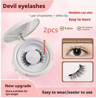 Magnetic Mink False Eyelashes — No-Glue Little Devil Style, Sizes 9–14 with Applicator Clip