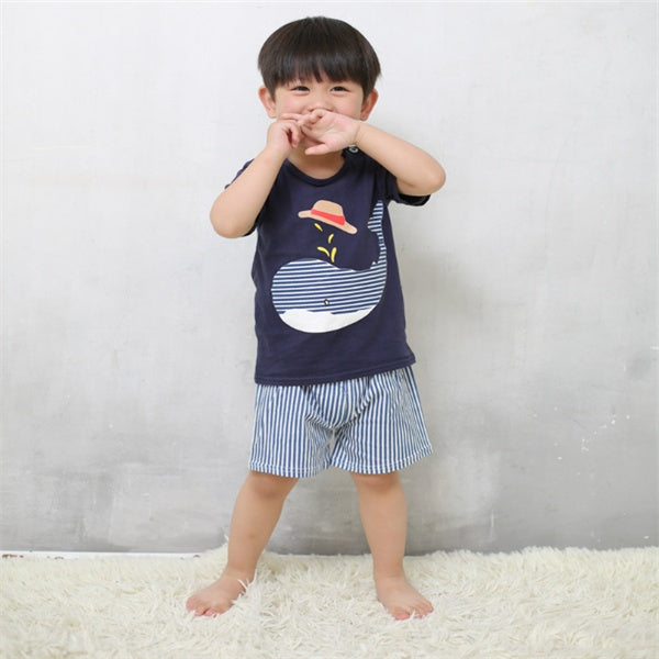 Cartoon Baby Summer Clothing Set — T-Shirt & Casual Outfit for Baby Boys & Girls (Multiple Animal Designs)