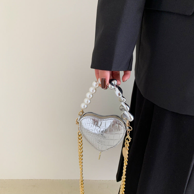 Mini Heart Pearl Handbag – Cute Chain Lipstick Shoulder Bag