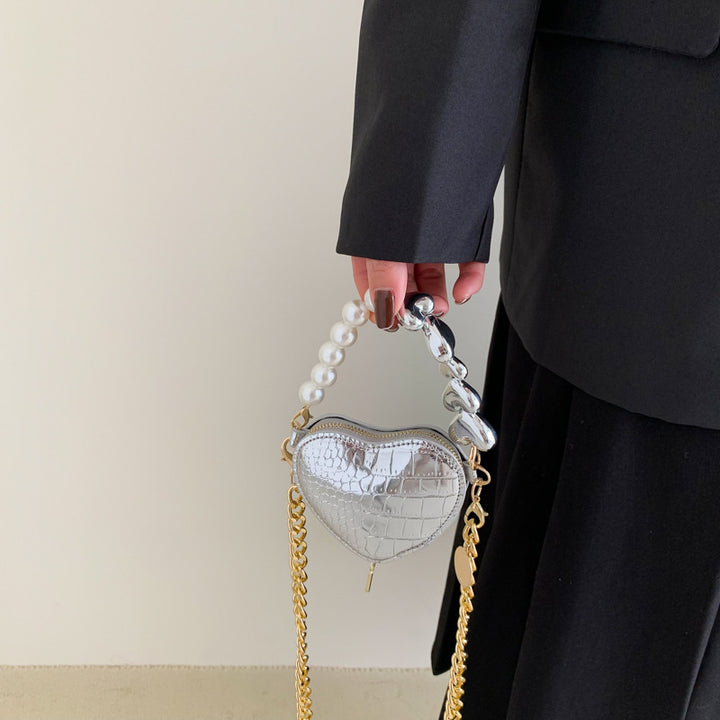 Mini Heart Pearl Handbag – Cute Chain Lipstick Shoulder Bag