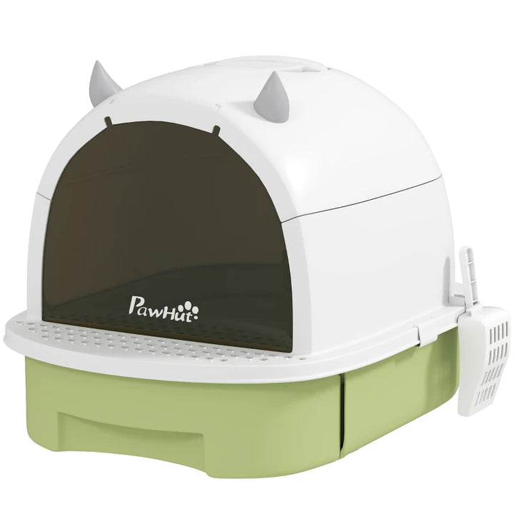 Covered Cat Litter Box with Drawer & Deodorizing Filters – Enclosed Kitty Toilet