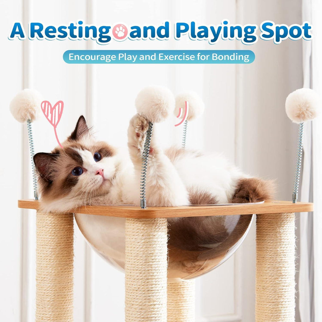 Indoor Wooden Cat Climbing Frame Cat Tower Cat House With Cat Scratching Board Ramp Suitable For Large Cats And Kittens