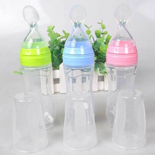 Baby Spoon Bottle Feeder — Squeeze Spoon Dispenser for Puree, Cereal & Baby Food (Multiple Colours & Sets)