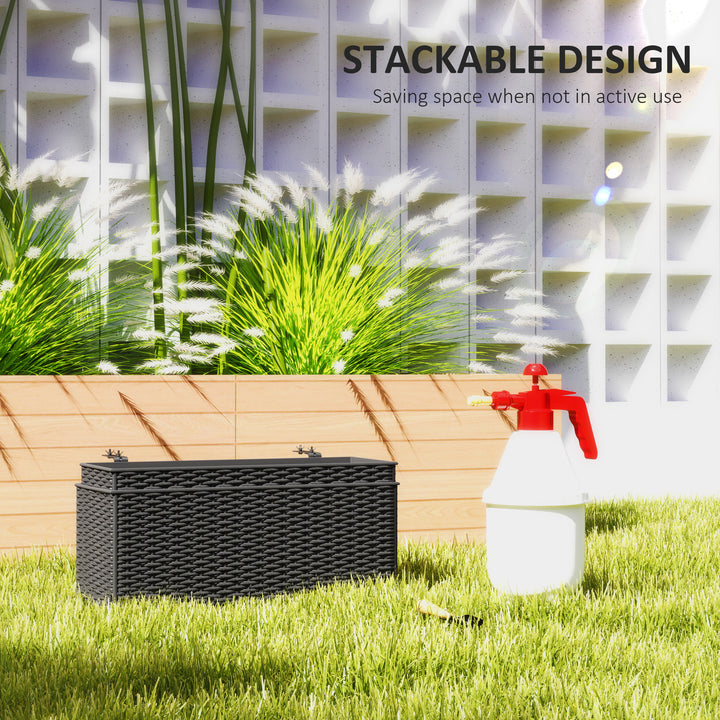 2-Pack 20in Railing Flower Pots — Hanging Hook Planters with Drainage Holes, Rattan Look for Fence & Balcony (Black)