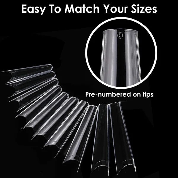 500-Piece C-Curve Half Cover False Nail Tips — Extra Long French Nail Extensions, Salon Value Pack