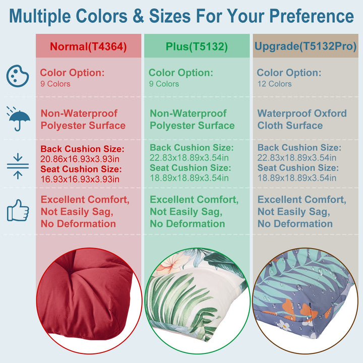 2-Piece Waterproof Rocking Chair Cushion Set — Oxford Cloth, Non-Slip Ties, Seat & Back Pad for Indoor & Outdoor Use (9 Colours)