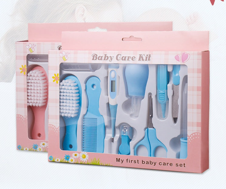 Baby 10-Piece Manicure & Care Kit — Infant Nail Clipper, Thermometer & Nasal Care Set (5 Colours)