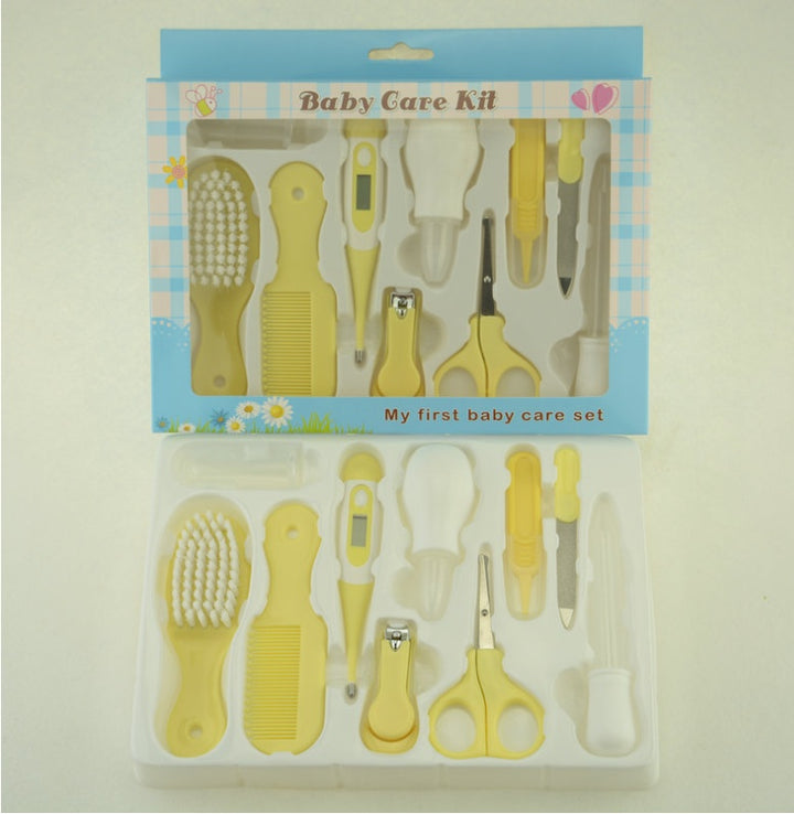 Baby 10-Piece Manicure & Care Kit — Infant Nail Clipper, Thermometer & Nasal Care Set (5 Colours)