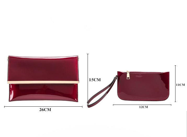 Women’s 3-Piece Patent Leather Handbag Set – Tote Bag, Shoulder Bag & Wristlet