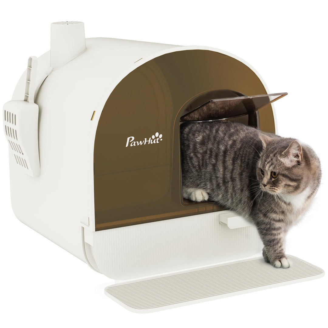 Hooded Cat Litter Box with Slide-Out Tray & Odor Filter