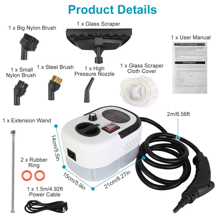 2500W High-Pressure Steam Cleaner | 6-Level Control | Multi-Surface Deep Clean