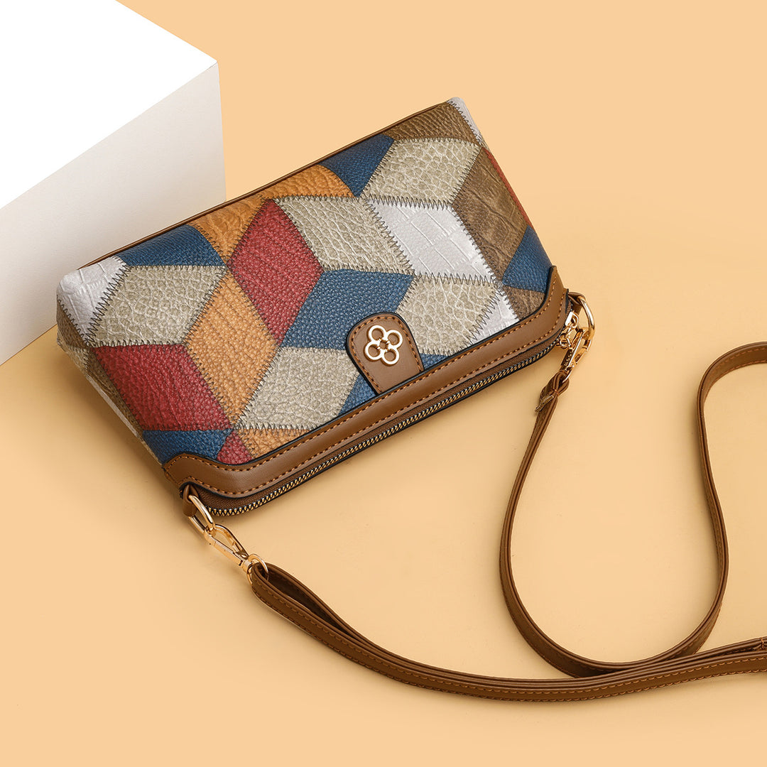 Bohemian Retro Crossbody Bag – Ethnic Contrast Stitch Shoulder Bag