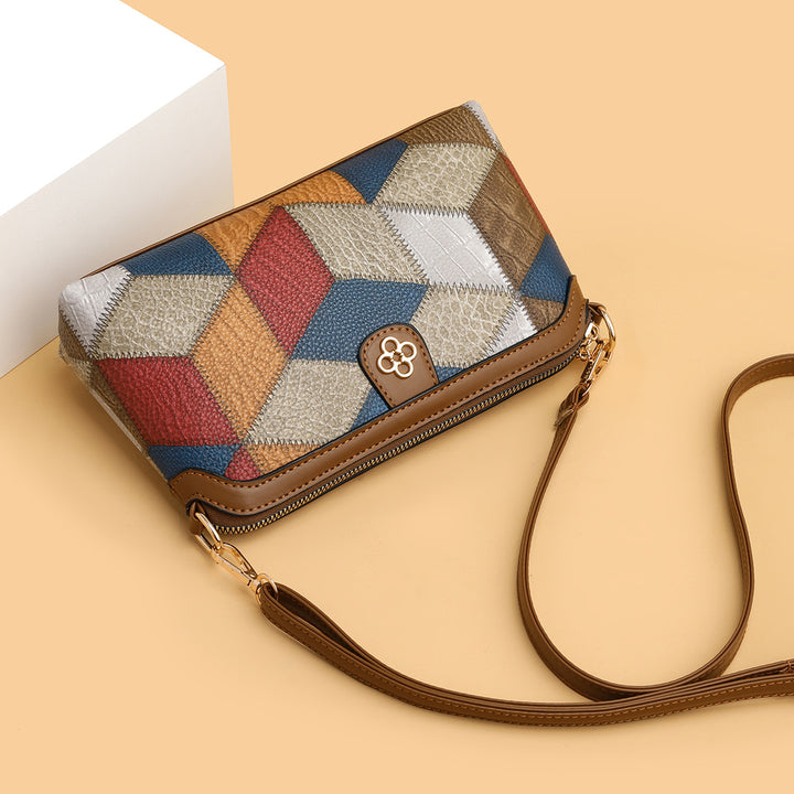 Bohemian Retro Crossbody Bag – Ethnic Contrast Stitch Shoulder Bag