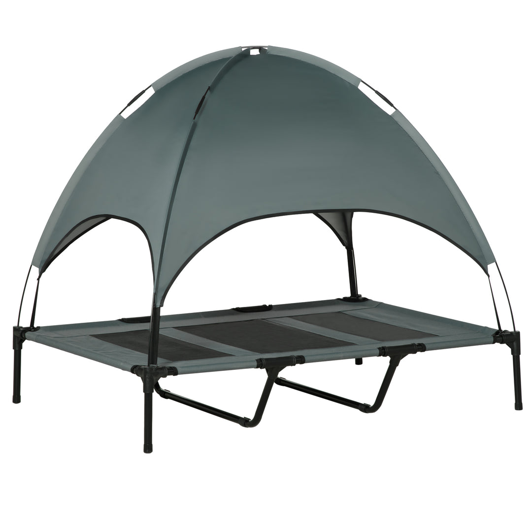 48" x 36" Elevated Portable Dog Cot Cooling Pet Bed with UV Protection Canopy Shade