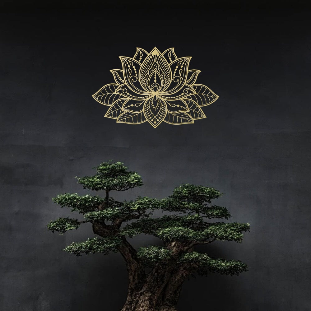 Radiant Lotus Mandala Metal Wall Art - Zen Bohemian Decor For Living Room